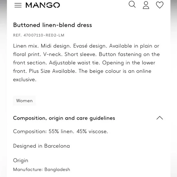 Mango Womens NWT Floral Print V-Neck Buttoned Linen-Blend Midi Dress Size 18 New - Picture 11 of 12